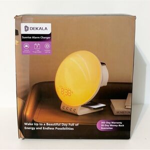 Dekala Sunrise Alarm Charger Alarm Clock, Lighting & Sound Settings, NEW